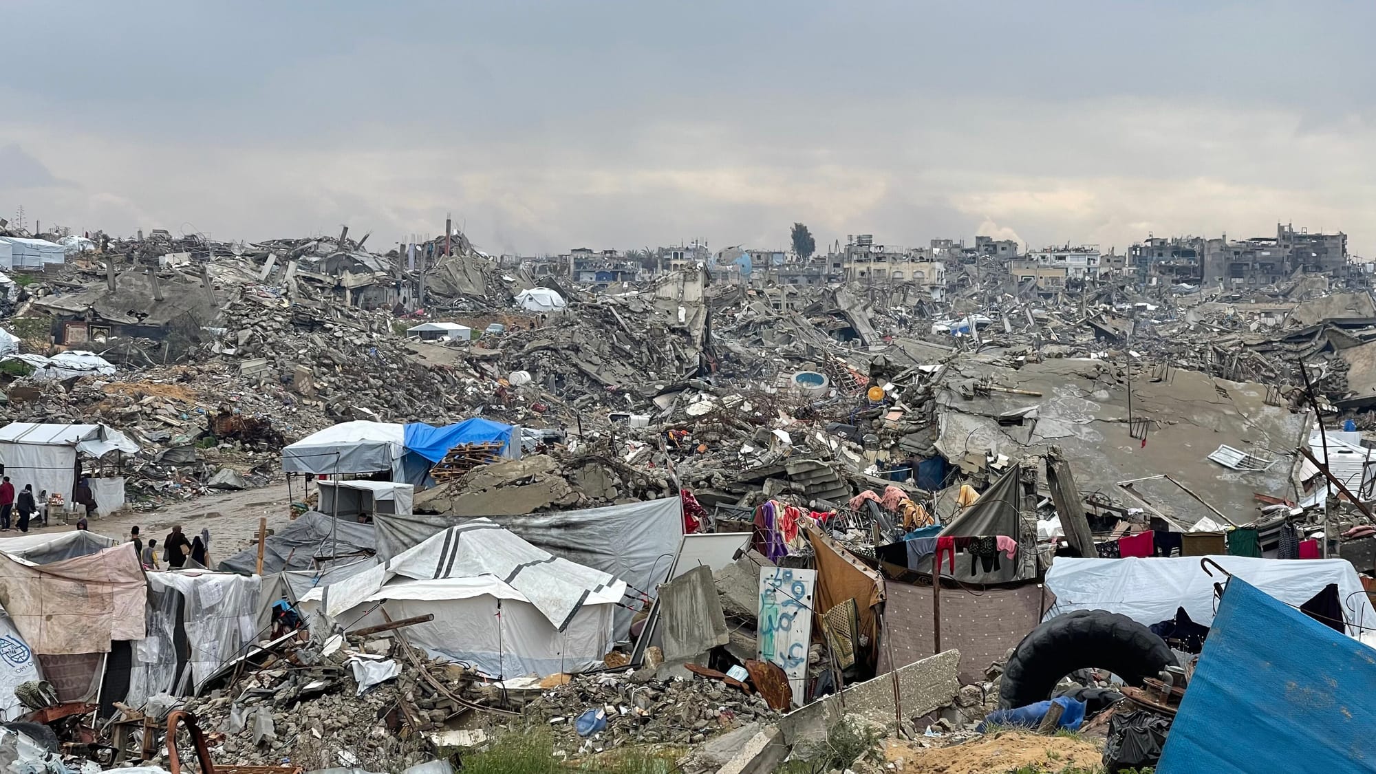 Ruins of Beit Lahia, in the Gaza Strip, destroyed by Israeli bombardments, Feb 23, 2025.
